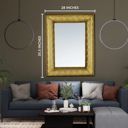 Opulent Radiance Wall Mirror-LENGTH - 35.5 INCHES & WIDTH - 28 INCHES / Glass & Metal / Available