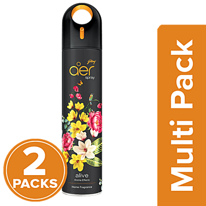 Godrej Aer Spray - Premium Air Freshener, Alive, 2 x 220 ml Multipack