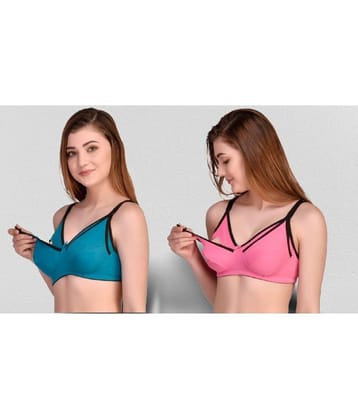 Zourt - Multicolor Cotton Solid Women's Maternity Bra ( Pack of 2 ) - 30B