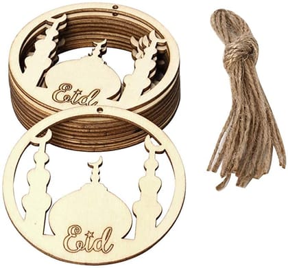 Cliths Pack of 10 /Set Eid Decoration Wooden Hanging for Muslim Party Decoration Supplies, Ramadan Decorations for Home