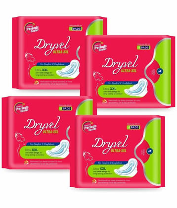 DRYVEL Ultra Soft Sanitary Pads for Women XXL With Wide Wings(Pack Of 4 Each 8 pads)