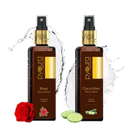 Rose and Cucumber Face Mist Summer Skincare Kit. Soothe Hydrate Sunburn & Refresh with these 100% pure, alcohol free extracts. 100 ml each Pack of 2.