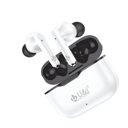 U&i Jump Series 20 Hours Battery Backup True Wireless Earbuds with Noise Reduction-White