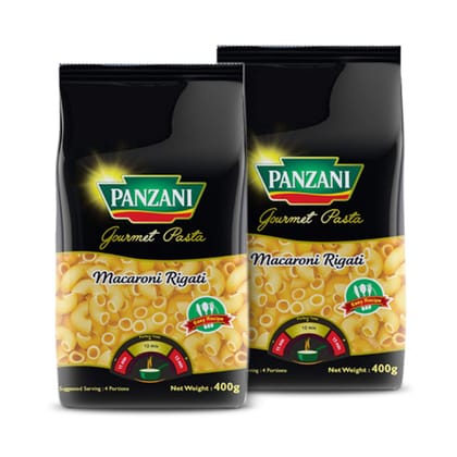 PANZANI Gourmet Macaroni Rigate 100% Durum Wheat Pasta, 2 x 400 g (Pack of 2)