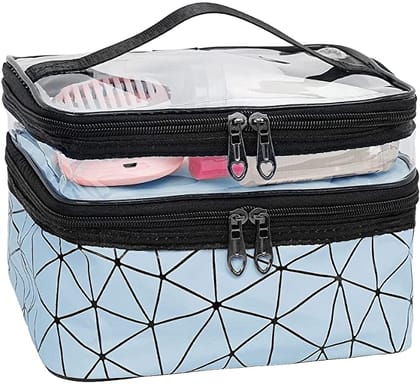 Double Layer Travel Cosmetic Cases Make up Organizer-Blue Diamond