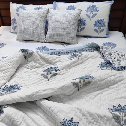 Azure Blossoms Quilt-Double (90*108 inches)