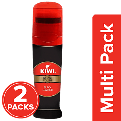 Kiwi Instant Polish - Black Leather, 2 x 75 ml Multipack