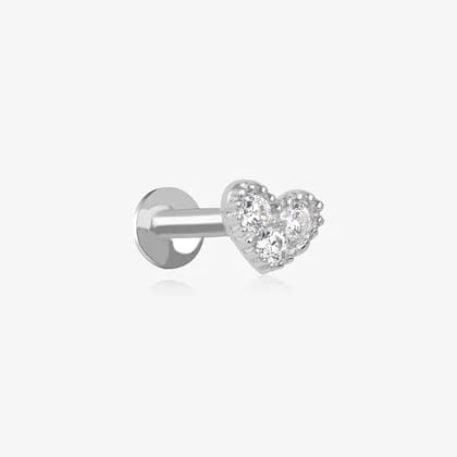 Radiant Heart Nose Pin-Silver