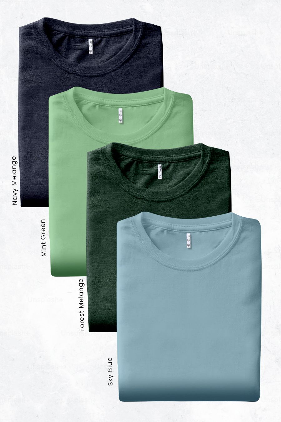 Pack 4 - Forest Melange, Mint Green, Sky Blue & Navy Melange - Classic Crew-S
