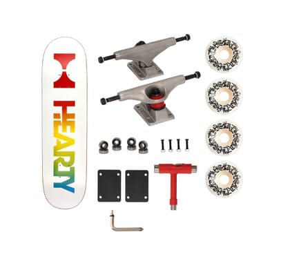 Hearty Pro-Complete Skateboard Pack- Unassembled- 8.0" & 8.25"-Neon Logo White-8.0" x 31.66"