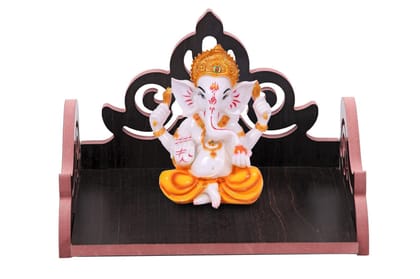 OM JEWELRY Wooden Small Temple for Home|Puja Mandir|Wall Hanging and Table Top Home Mandir Temple|Home Decor Beautiful Wooden Temple (Y14, Hindolo Black)