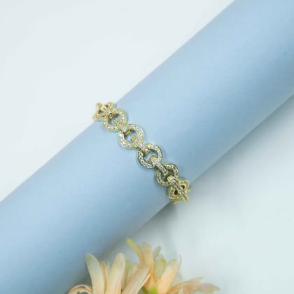 Golden Studded Linked Chain Bracelet