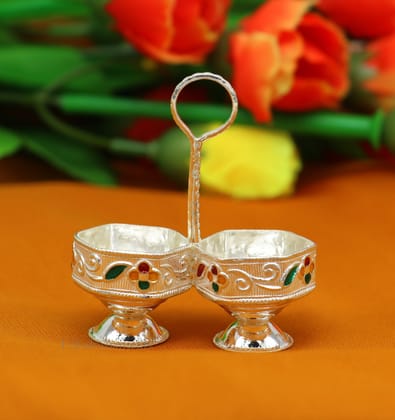 Pure 925 sterling silver handmade customized work puja utensils, silver tilak bowl, kesar chaindan kumkum patra/ bowl, silver article su554