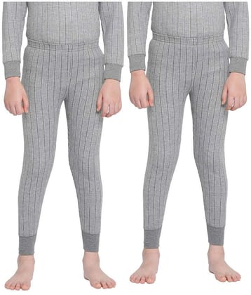 Dixcy Scott Full Length Plain/Solid Grey Melange Thermal Lower/Trouser/Bottom/Pants for Boys/Girls/Kids - Pack of 2 - None