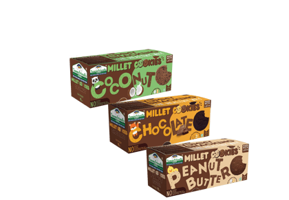 Tummy Friendly Foods Millet Cookies - CoconutChocolatePeanutButter - 3 Packs - 75 g each. Healthy Ragi Biscuits, snacks for Baby, Kids & Adults