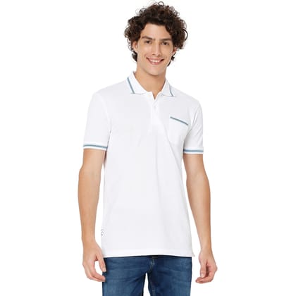 White Contrast Collar Polo