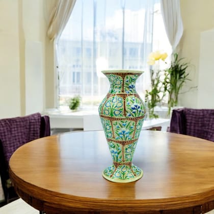 Kashmiri Papier Mache Flower Vase-Cream