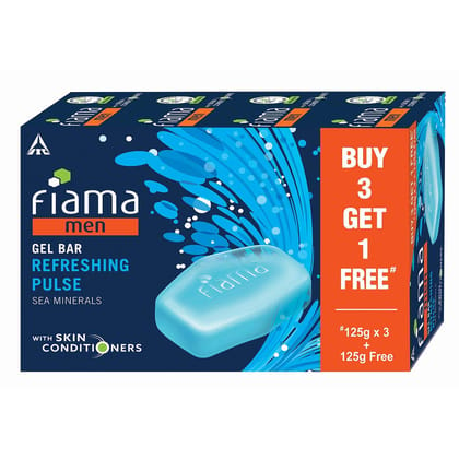 Fiama Men Refreshing Pulse Gel Bar, With Sea Minerals, With Skin Conditioners - 125G