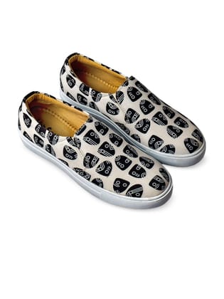 Men Printed Canvas Slip-On Sneakers