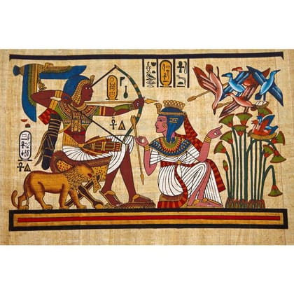 Pitaara Box Antique Egyptian Papyrus & Hieroglyph D1 Unframed Canvas Painting-Unframed / 24inch x 16inch (61cms x 40.6cms)