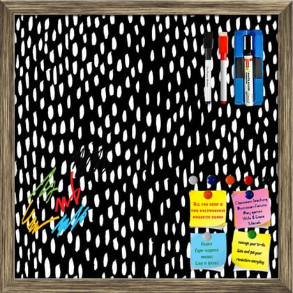 Abstract Hand Drawn Brush Pattern Framed Magnetic Dry Erase Board | Combo with Magnet Buttons & Markers-Magnetic Board; Antique Gold Frame / 12 x 12 inch (30 x 30 cms)