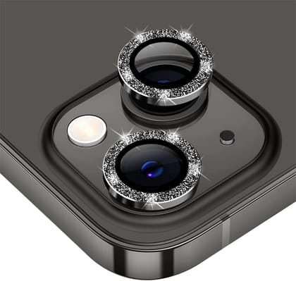 iPhone 13 Mini Diamond Ring Camera Protector-Mobilebies.in-Black