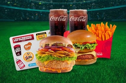 2 Premium Non Veg Burgers + 2 Beverages + Fries