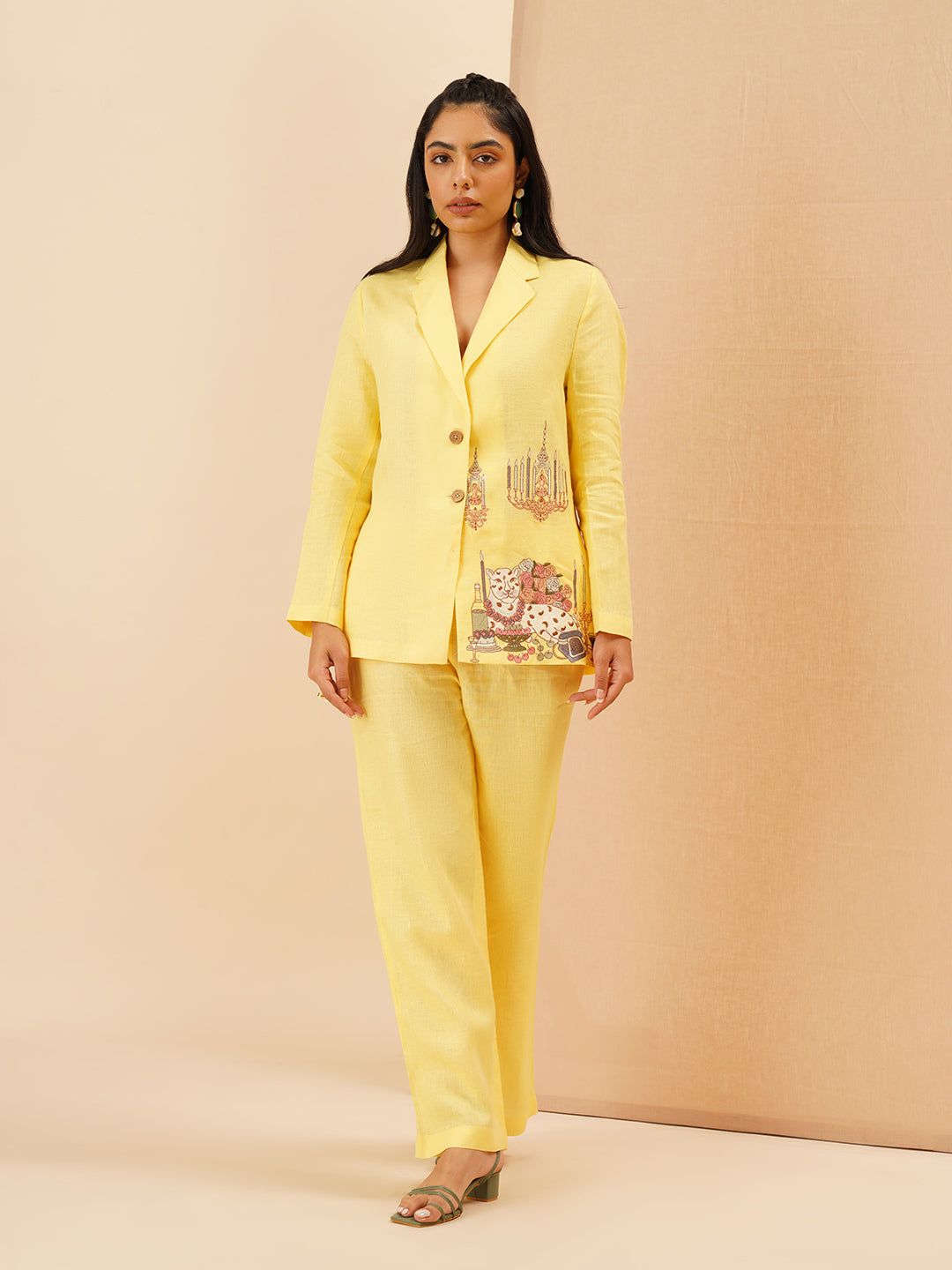 Yellow Pantera Blazer Co-Ord Set-XS / XS