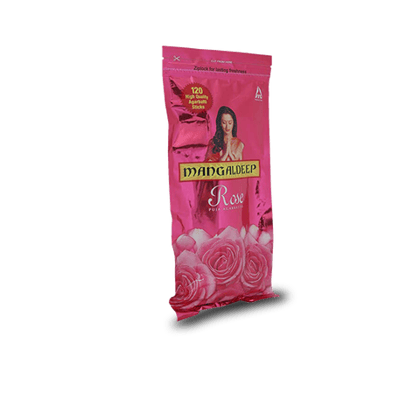 Mangaldeep Zip Lock Rose Incense Sticks (120 Pcs), 139 gm Pouch