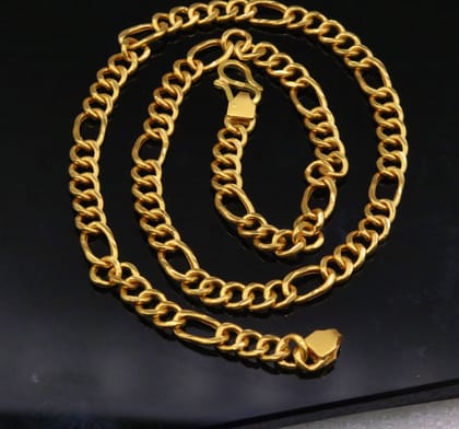 22karat yellow gold handmade fabulous figaro link chain, new stylish certified royal chain necklace jewelry