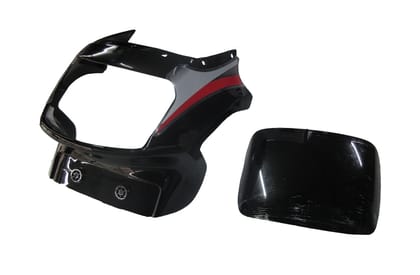 Headlight Visor With Glass Fit For TVS Victor GX Black (Red Sticker)