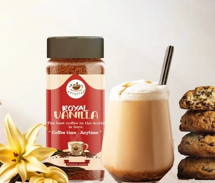 Brewstar Royal Vanilla Coffee | Roast & Ground Coffee | Instant Coffee | Premium Coffee | Vanilla Flavour (50gm)