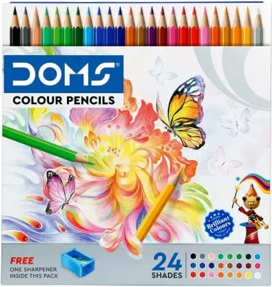 DOMS Non-Toxic 24 Shades Color Pencils | Hexagonal Shaped Body