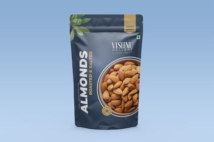 Vishnu Delight Premium  Almonds Roasted & Salted 85g Pouch| Badam Dry Fruit | High Protein Snack & Super Healthy Crunchy Nuts | Vitamins & Minerals Rich | Freshly Roasted and Lightly Salted