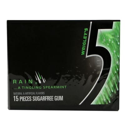 Wrigley's Rain Spearmint 5 Gum Sugar Free Chewing Gum, 15 pcs