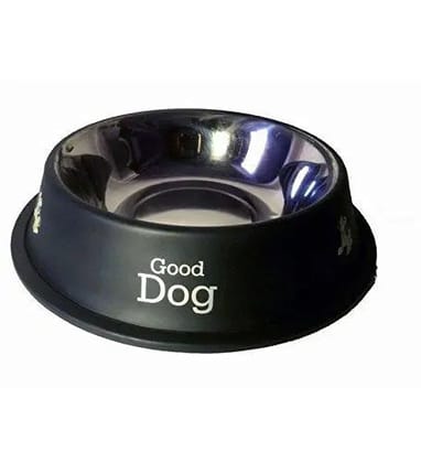 Jacky Treats Stainless Steel Dog Food Bowl 460Ml- Black