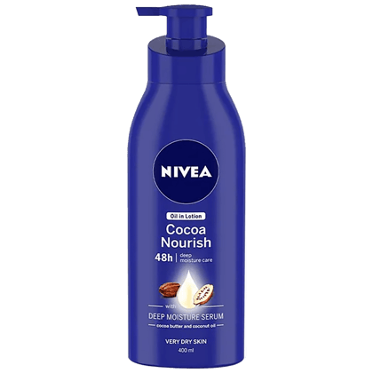 Nivea Cocoa Nourish Oil In Lotion - Very Dry Skin, With Deep Moisture Serum, Cocoa Butter & Coconut Oil, 48H Deep Moisture Care, 400 Ml