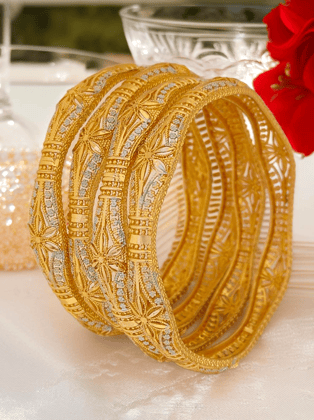 Jewels Kafe Gold Plated Bangle Set of 4-2.4