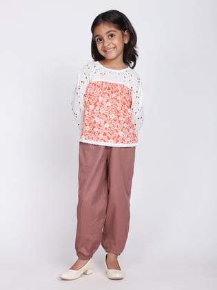 Edna Orange Top & Brown Joggers Set-4-5 Years / Orange & Brown