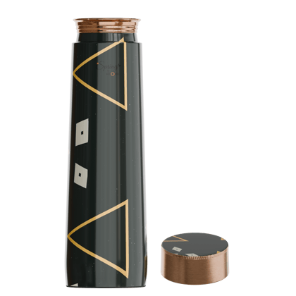 Pure Copper Elegant 1000 ml Premium Coated Water Bottles (Black, 1000 Ml)-Black