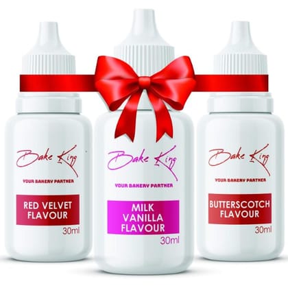 Bake King Combo of Red Velvet, Milk Vanilla & Butterscotch Flavour 30 Ml