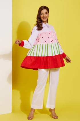 TUTYFRUTY color block cotton shirt-MULTI 2 / 100% COTTON / XXS