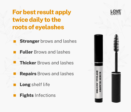 Love Earth Organic Eyelash Growth Serum Enriched With Pure Organic & Natural Essential Oils For Eyelashes & Eyebrows