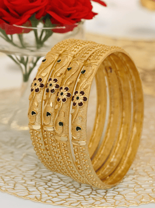 Jewels Kafe Gold Plated Bangle Set of 4-2.4