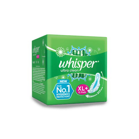 Whisper Ultra wings Sanitary Pads XL+, 15 Units Pack
