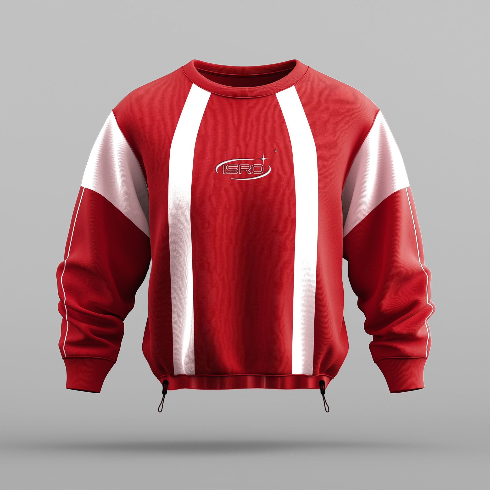 Mission Red: ISRO Red & White Panelled Sweatshirt-S