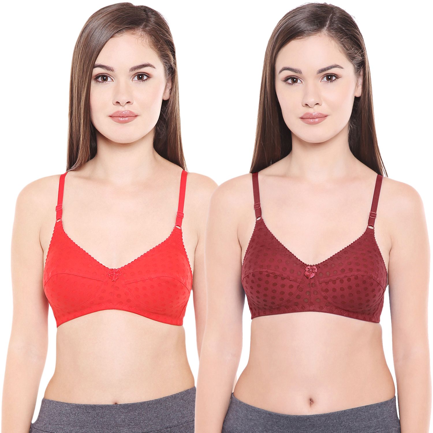 Bodycare Women Poly Cotton Full Coverage Non Padded Regular Bra Pack - 2 E1506REWI