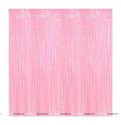 Foil Curtain Pastle Pink ( 3 Ft By 6 Ft  ) - Pack Of 2