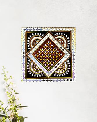 Geometric and Organic Motifs Decorative Wall Art, 12 Inch x 12 Inch