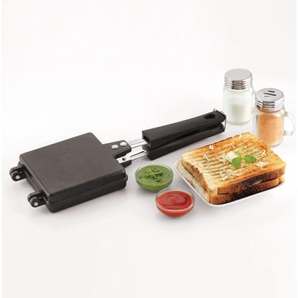 Komal Non-Stick Jumbo Gas Grill Toaster | Crispy Sandwich Maker for Large Size Bread | Black Finish